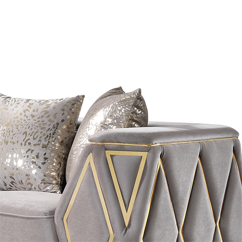 Cavalli Upholstery Diamond Pattern Loveseat Made with Wood in Taupe