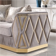 Cavalli Upholstery Diamond Pattern Sofa Made with Wood in Gold accent and Taupe