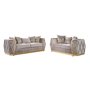 Cavalli Upholstery 2PC Livingroom Set Made with Wood in Gold accent and Taupe