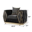 Cavalli Upholstery Diamond Pattern Chair Made with Wood in Gold accent and Black
