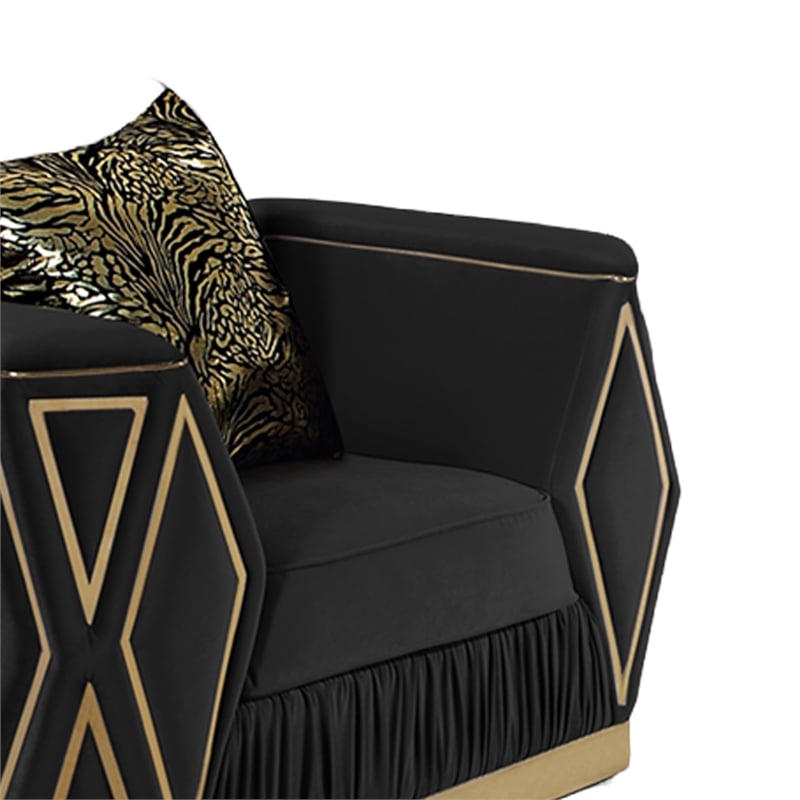 Cavalli Upholstery Diamond Pattern Chair Made with Wood in Gold accent and Black