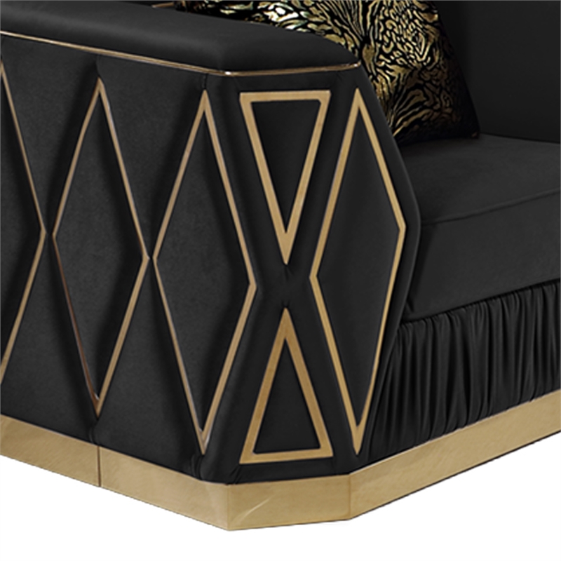 Cavalli Upholstery Diamond Pattern Chair Made with Wood in Gold accent and Black