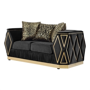 Cavalli Upholstery Diamond Pattern Loveseat Made with Wood in Black