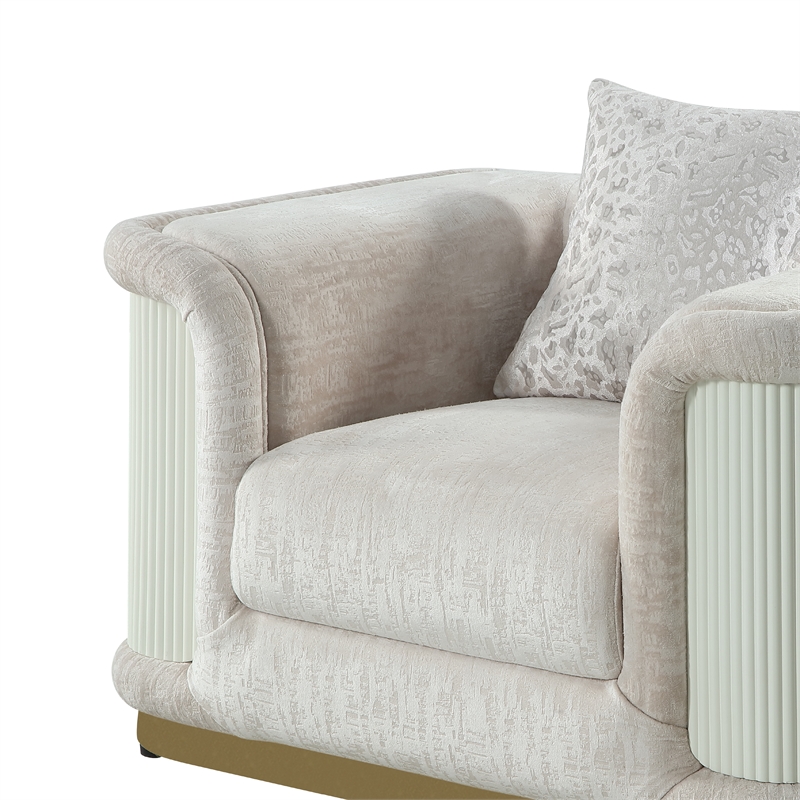 Bona Chair designed with rich Cream fabric with gold accented framing