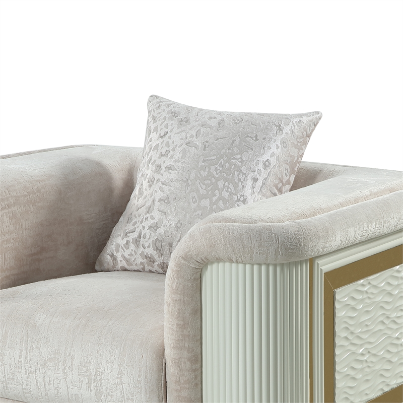 Bona Chair designed with rich Cream fabric with gold accented framing