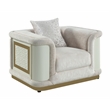 Bona Chair designed with rich Cream fabric with gold accented framing