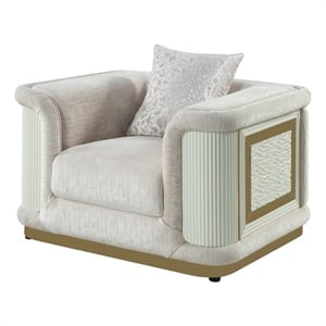 Bona Chair designed with rich Cream fabric with gold accented framing