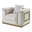 Bona Chair designed with rich Cream fabric with gold accented framing