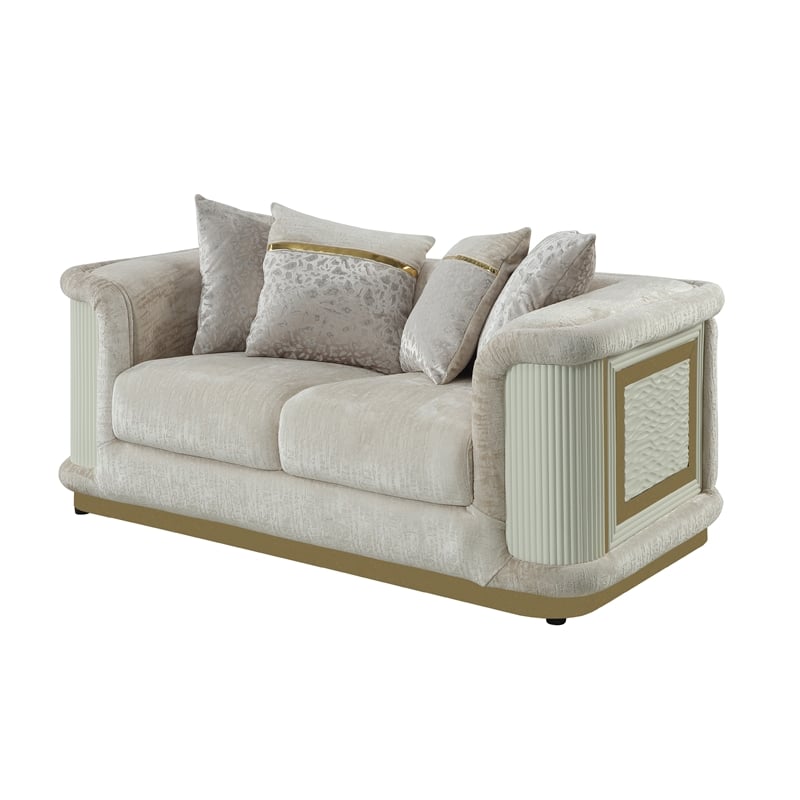 Bona 2Pc Living Room Set combining the Sofa and Loveseat in Cream