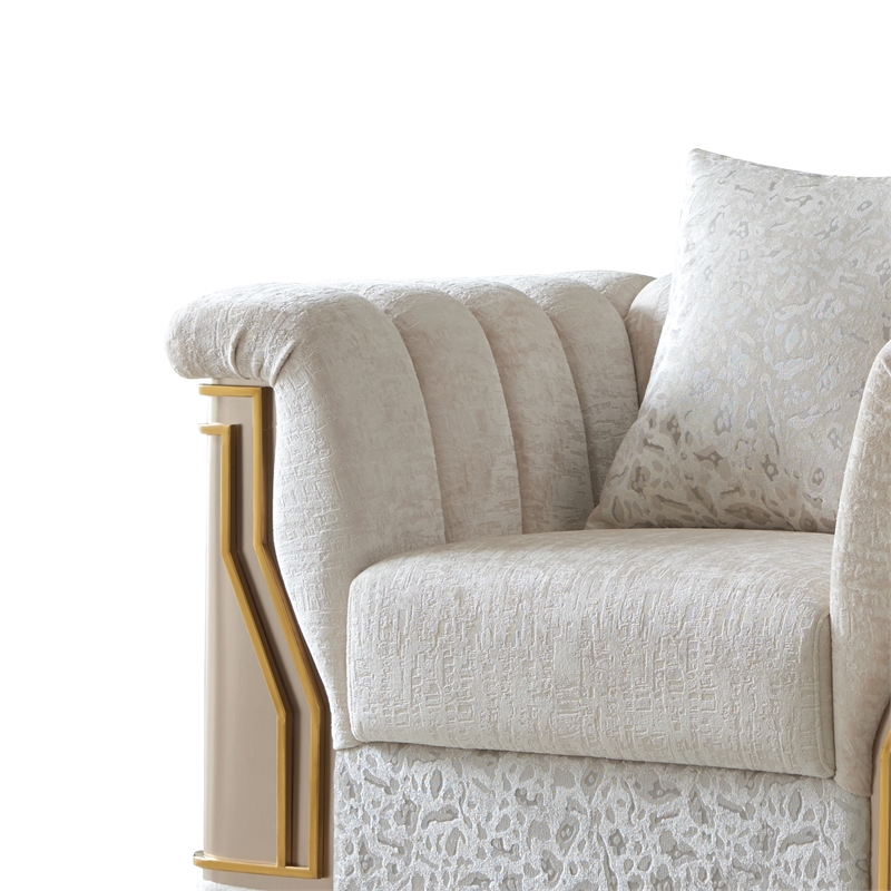 Chateau Modern Accent Chair with Gold Stainless Steel Legs in Cream