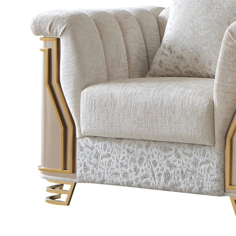 Chateau Modern Accent Chair with Gold Stainless Steel Legs in Cream