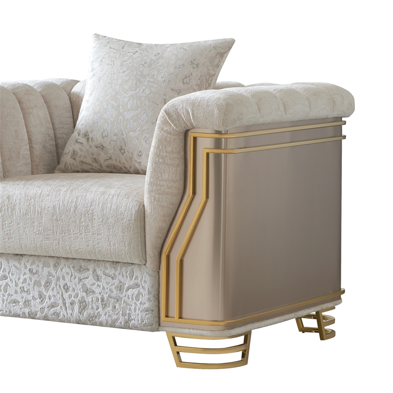 Chateau Modern Accent Chair with Gold Stainless Steel Legs in Cream