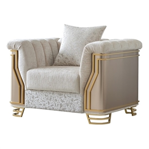 Chateau Modern Accent Chair with Gold Stainless Steel Legs in Cream