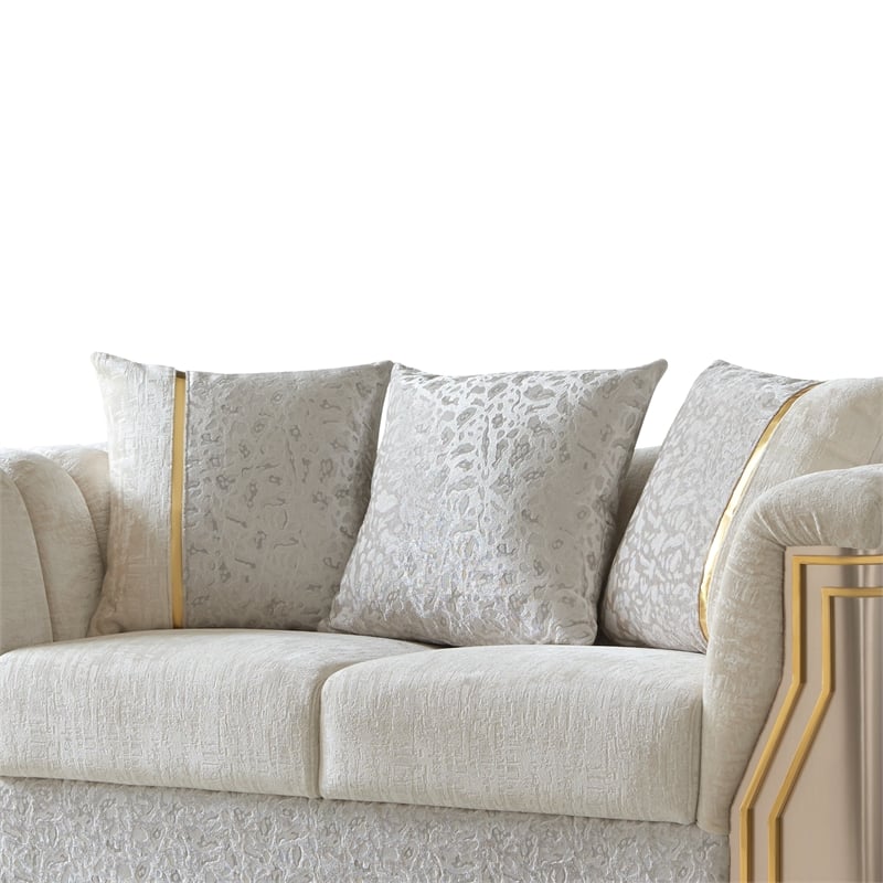 Chateau Modern Loveseat with Gold Stainless Steel Legs in Cream