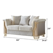 Chateau 3Pc Luxury Living Room Set with Gold Stainless Steel Legs in Cream