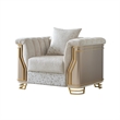 Chateau 3Pc Luxury Living Room Set with Gold Stainless Steel Legs in Cream