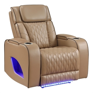 Fortuner Power Recliner in Caramel made with wood & Faux Leather