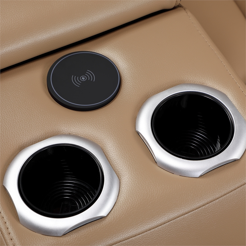 Fortuner Power Reclining Loveseat in Caramel made with wood & Faux Leather