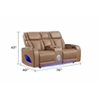 Fortuner Power Reclining Loveseat in Caramel made with wood & Faux Leather