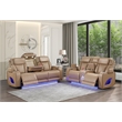 Fortuner 2pc Power Reclining Sofa and Loveseat Set in Caramel Faux Leather