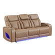 Fortuner 2pc Power Reclining Sofa and Loveseat Set in Caramel Faux Leather