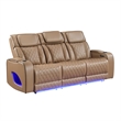 Fortuner 2pc Power Reclining Sofa and Loveseat Set in Caramel Faux Leather