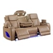 Fortuner 2pc Power Reclining Sofa and Loveseat Set in Caramel Faux Leather