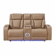 Fortuner 2pc Power Reclining Sofa and Loveseat Set in Caramel Faux Leather