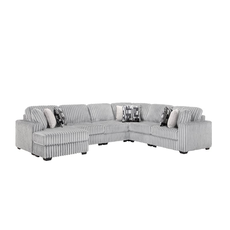 Snuggle Modern Polyester Sectional with Woven Upholstery in Gray