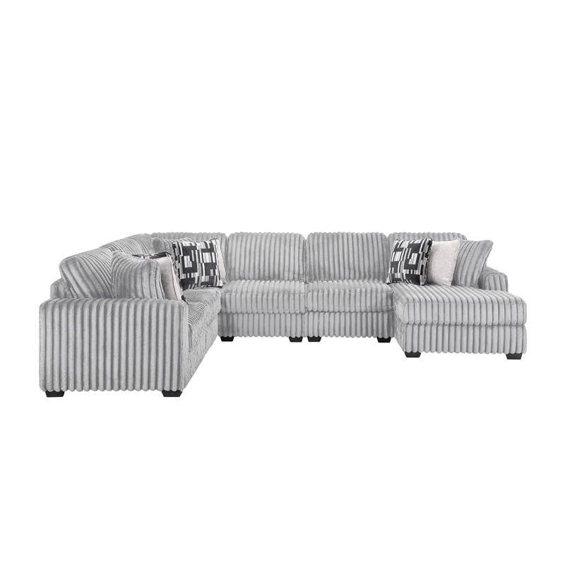 Snuggle Modern Polyester Sectional with Woven Upholstery in Gray
