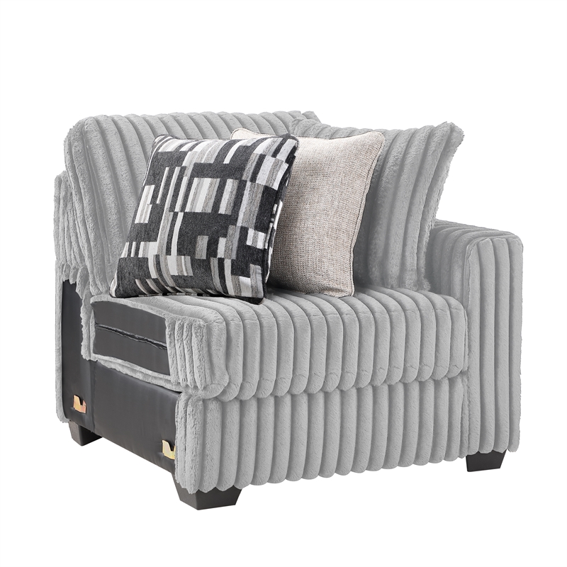 Snuggle Modern Polyester Sectional with Woven Upholstery in Gray