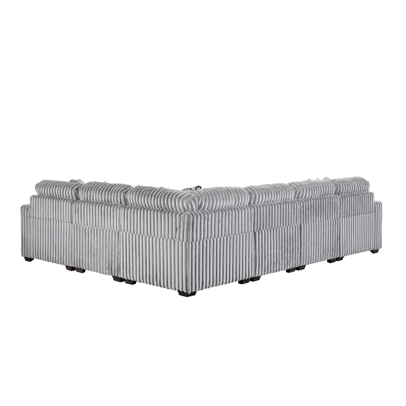Snuggle Modern Polyester Sectional with Woven Upholstery in Gray