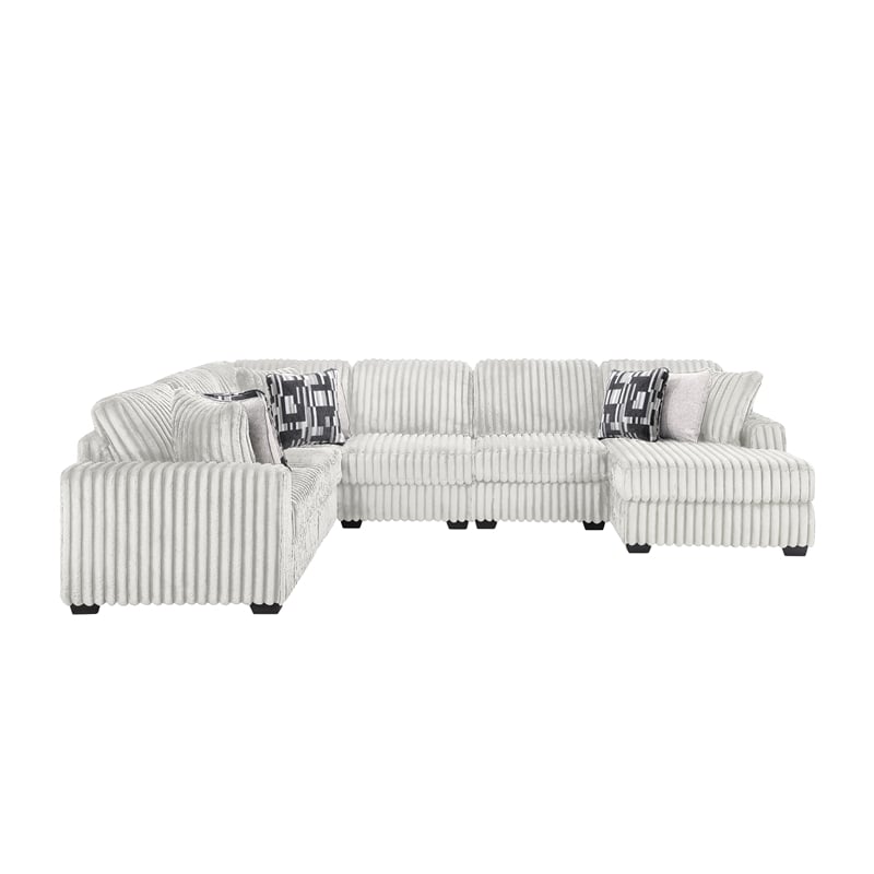Snuggle Modern Polyester Sectional with Woven Upholstery in Cream