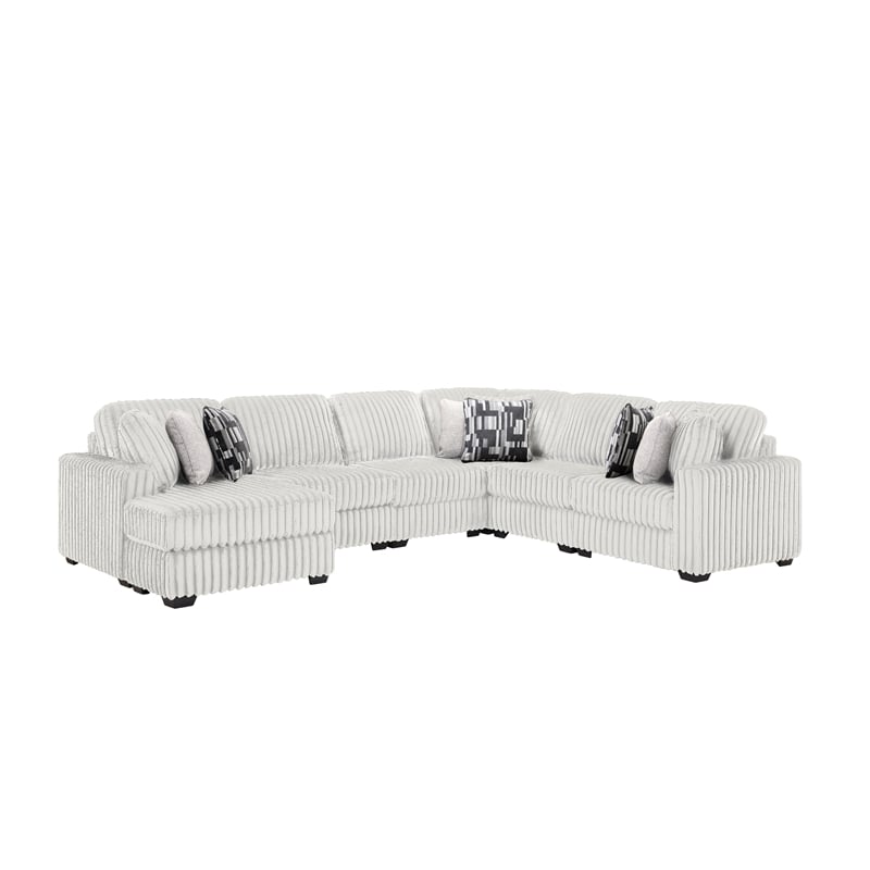Snuggle Modern Polyester Sectional with Woven Upholstery in Cream