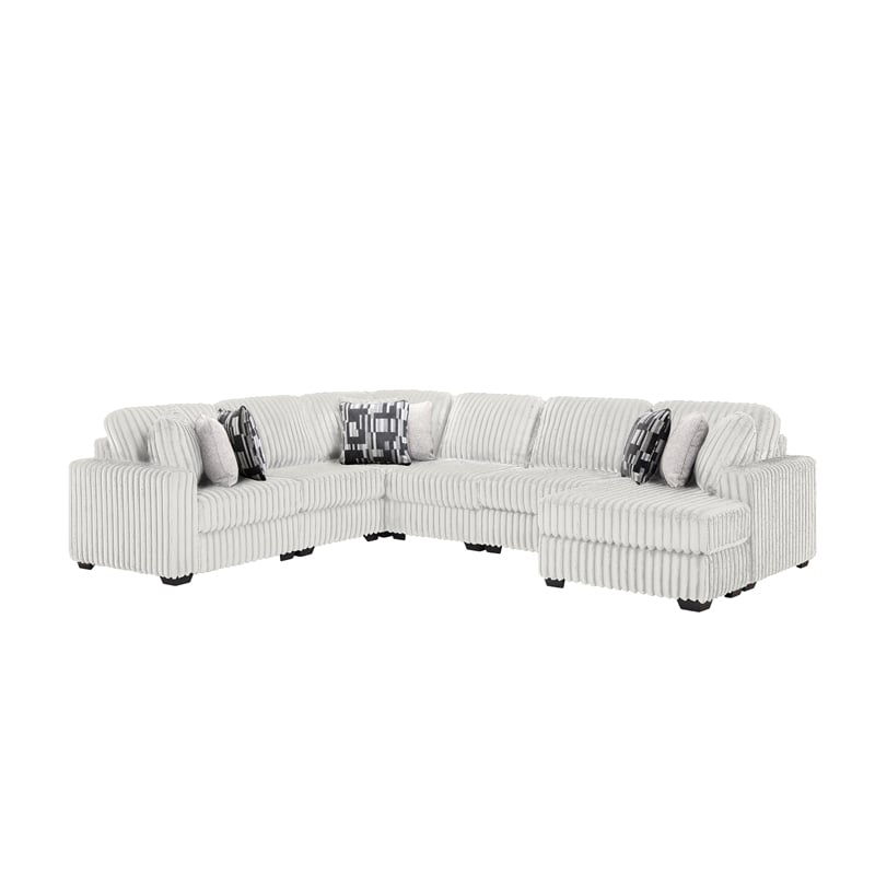 Snuggle Modern Polyester Sectional with Woven Upholstery in Cream