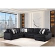 Snuggle Modern Polyester Sectional with Woven Upholstery in Black