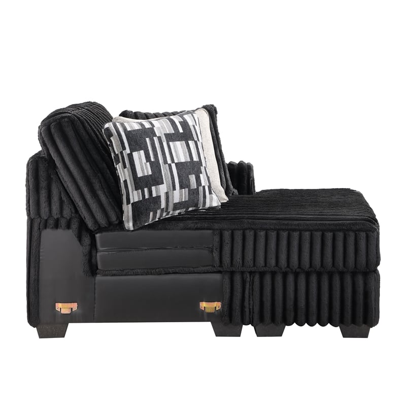 Snuggle Modern Polyester Sectional with Woven Upholstery in Black