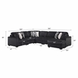 Snuggle Modern Polyester Sectional with Woven Upholstery in Black