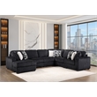 Snuggle Modern Polyester Sectional with Woven Upholstery in Black