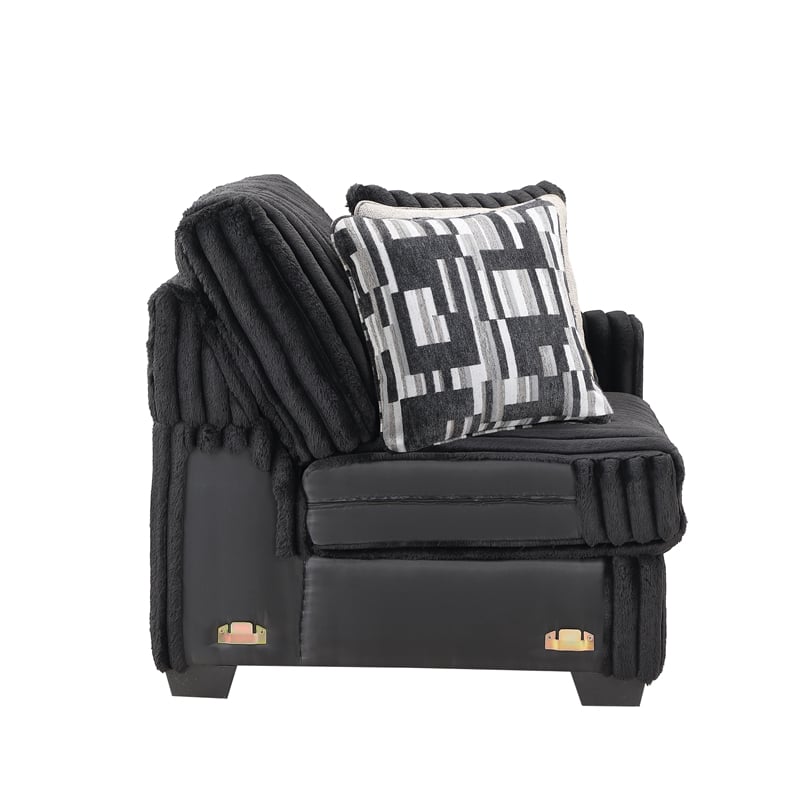Snuggle Modern Polyester Sectional with Woven Upholstery in Black