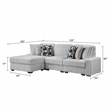 Puffy Modern Polyester Sectional with Woven Upholstery in Gray
