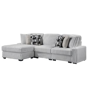 Puffy Modern Polyester Sectional with Woven Upholstery in Gray