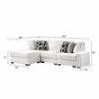 Puffy Modern Polyester Sectional with Woven Upholstery in Cream