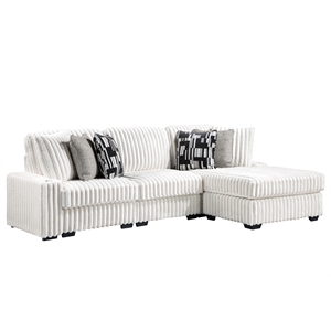 Puffy Modern Polyester Sectional with Woven Upholstery in Cream