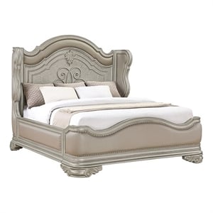 Bella Traditional Style King Bed Made with Wood in Champagne