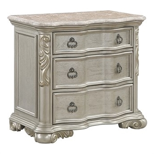 Bella Traditional Style 3-Drawer Nightstand Made with Wood in Champagne