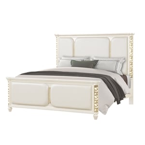 Cinderella Traditional Style King Upholstered Bed with LED and Gold Accents