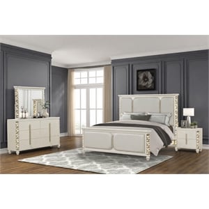 Cinderella Traditional Style 4 Pc King Bedroom Set with LED and Gold Accents