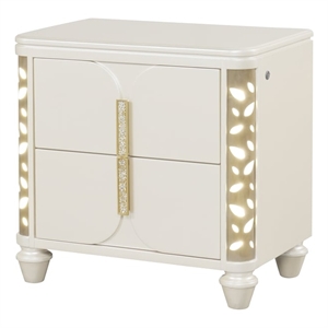 Cinderella Traditional Style 2-Drawer Wood Nightstand with LED Accents & Illuminated Side Panels