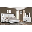 Abigale Modern Queen 4 Piece Wood Bedroom Set with LED Storage Bed in White